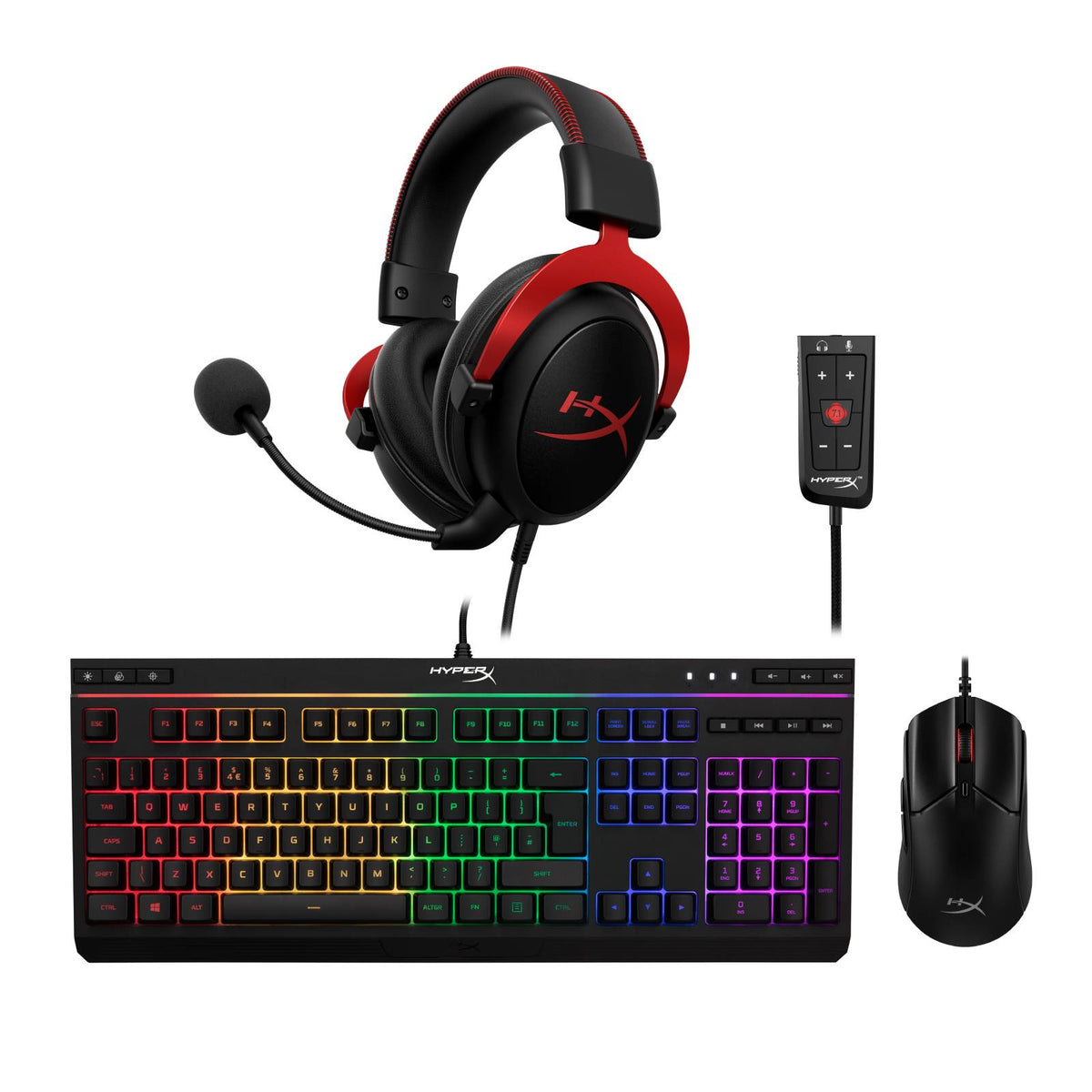 HyperX Bundle - Cloud II + Alloy Core RGB + Pulsefire Haste 2