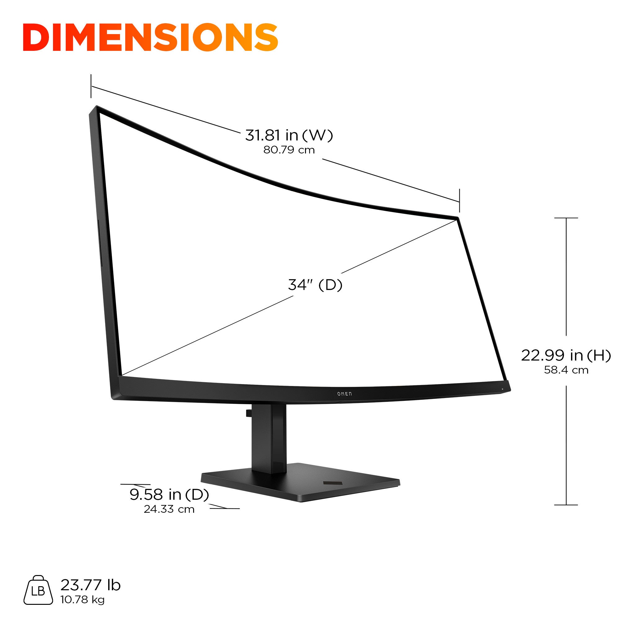 OMEN 34 inch WQHD 180Hz Curved Gaming Monitor - OMEN 34c G2 - 07